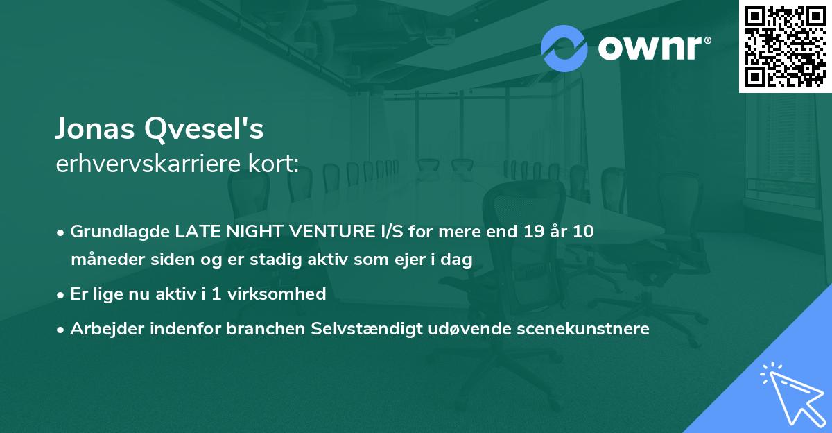 Jonas Qvesel's erhvervskarriere kort