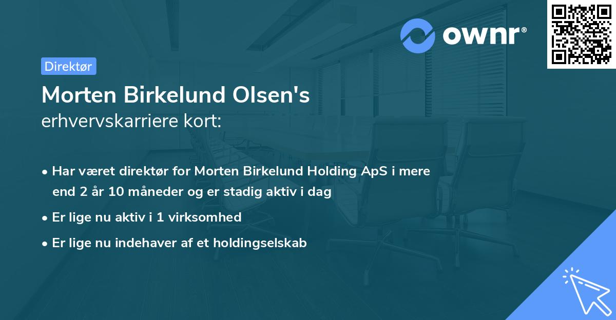 Morten Birkelund Olsen's erhvervskarriere kort