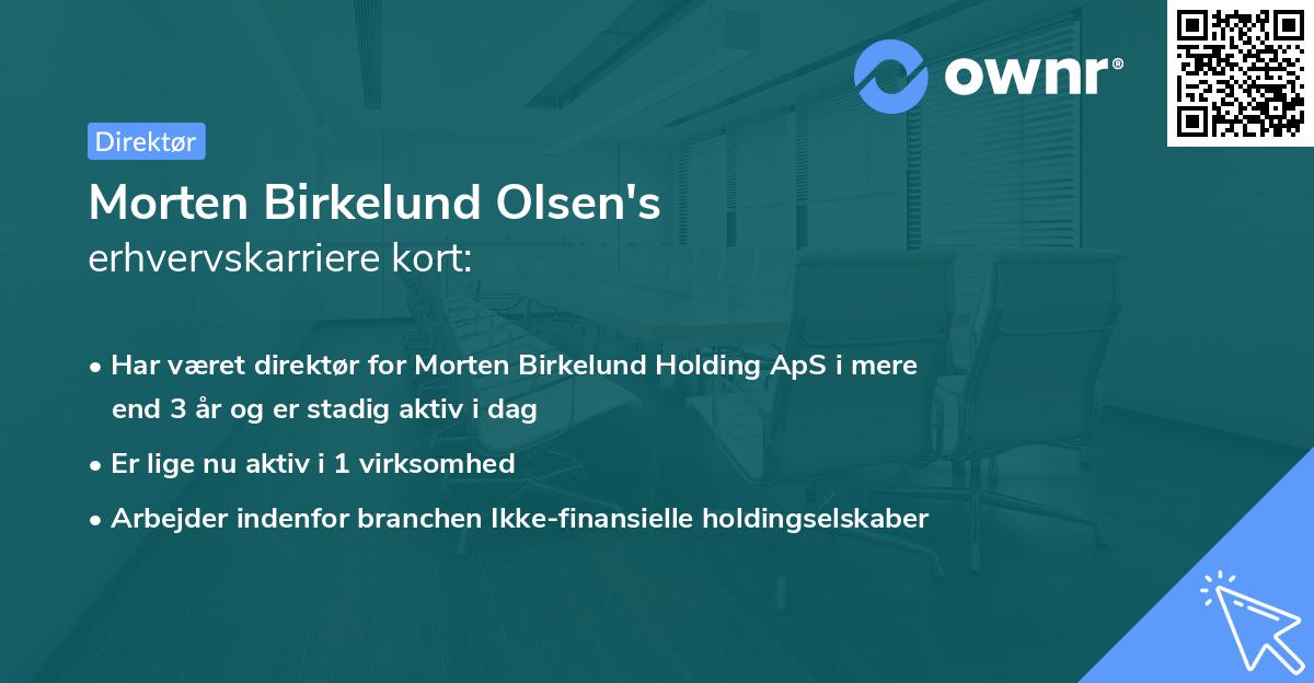 Morten Birkelund Olsen's erhvervskarriere kort