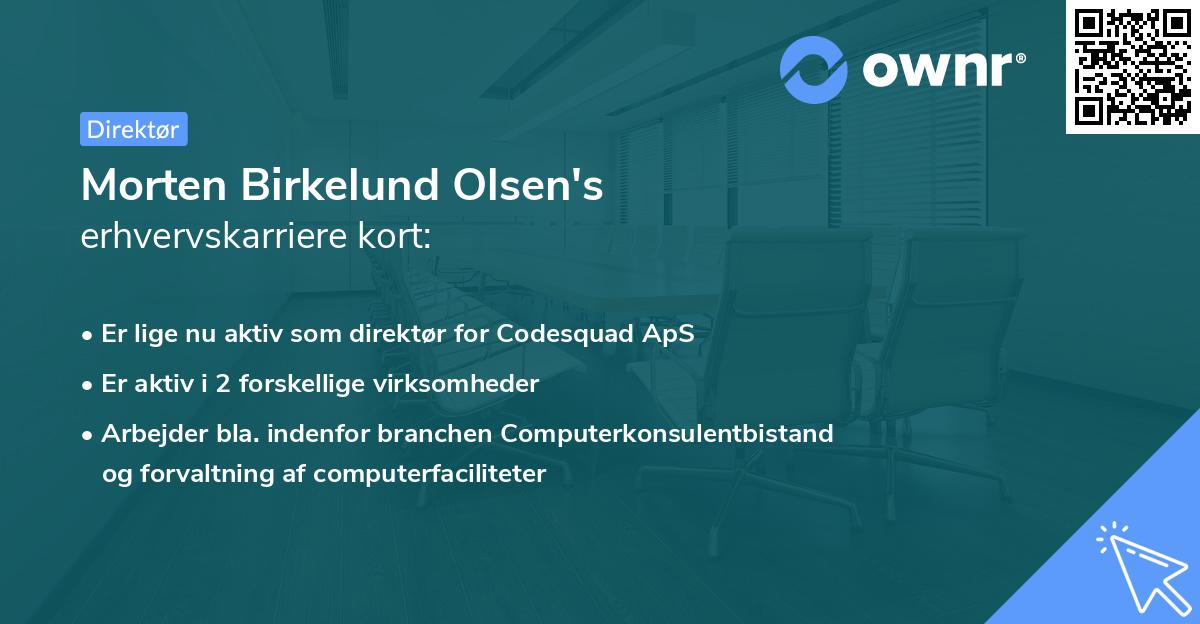 Morten Birkelund Olsen's erhvervskarriere kort