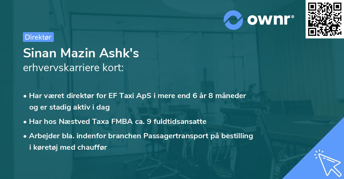 Sinan Mazin Ashk's erhvervskarriere kort