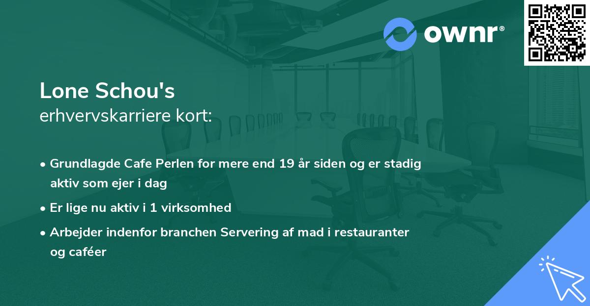Lone Schou's erhvervskarriere kort