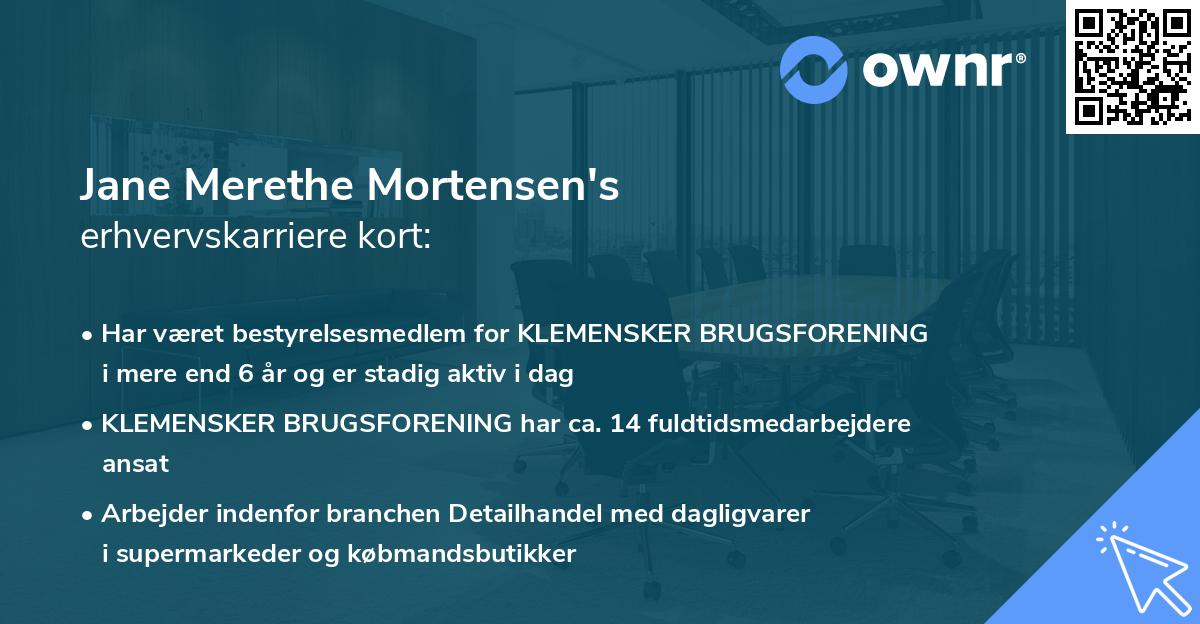 Jane Merethe Mortensen's erhvervskarriere kort
