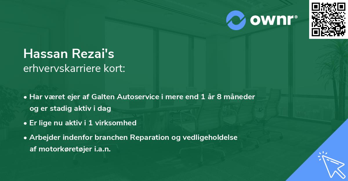 Hassan Rezai's erhvervskarriere kort