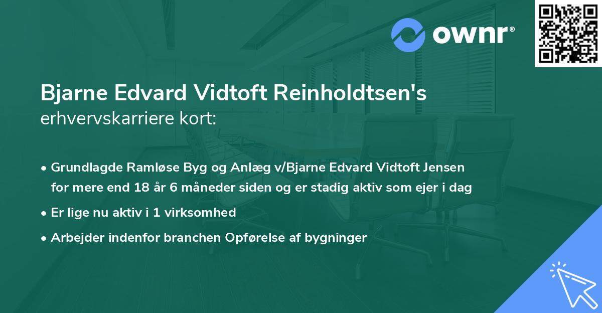 Bjarne Edvard Vidtoft Reinholdtsen's erhvervskarriere kort