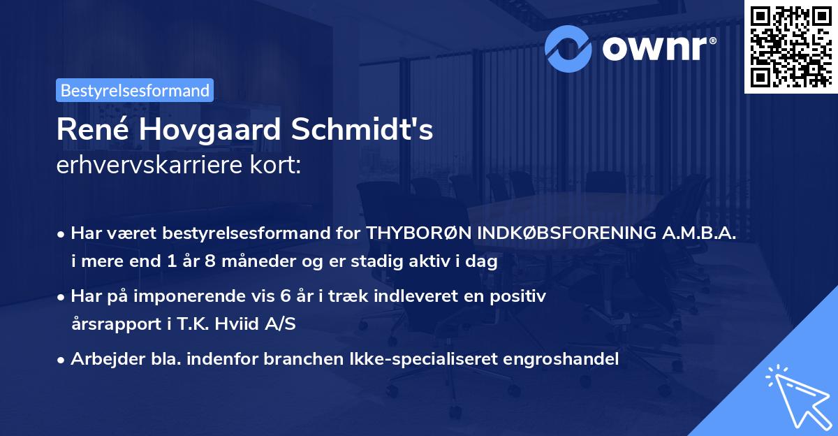 René Hovgaard Schmidt's erhvervskarriere kort