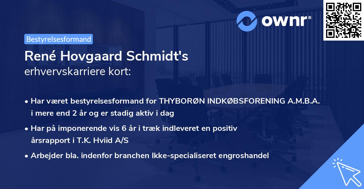 René Hovgaard Schmidt's erhvervskarriere kort