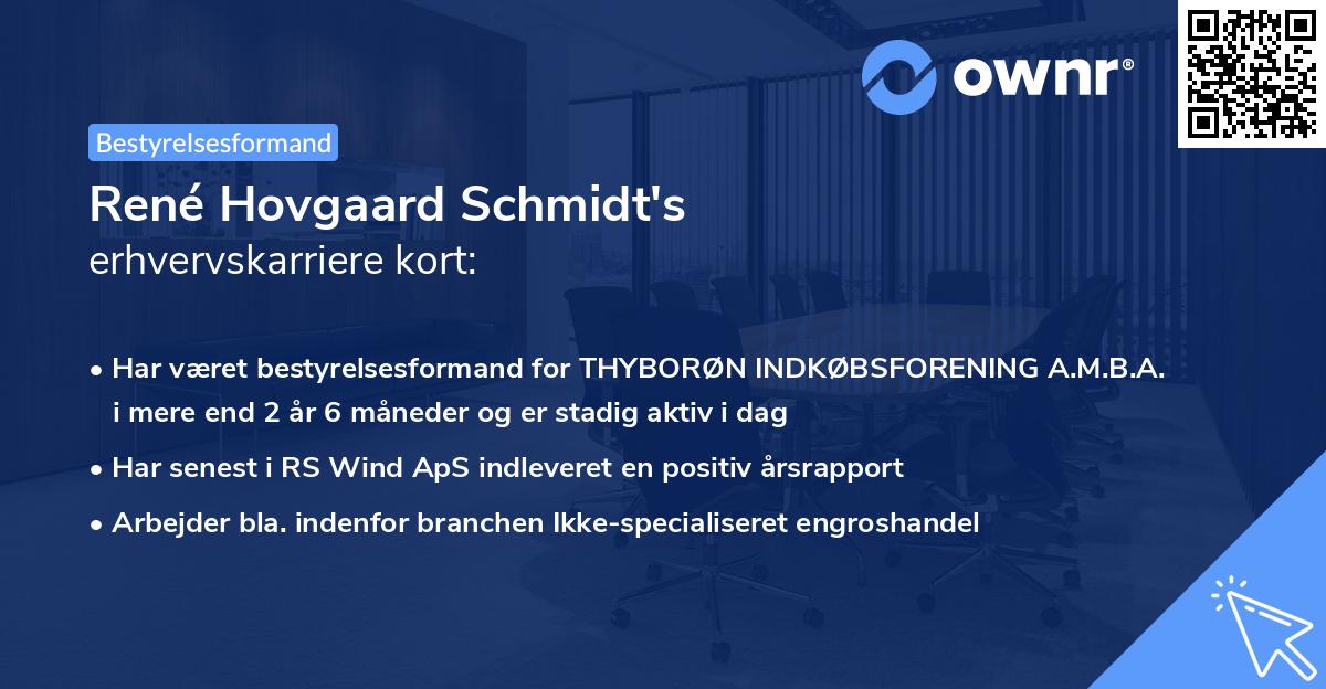 René Hovgaard Schmidt's erhvervskarriere kort
