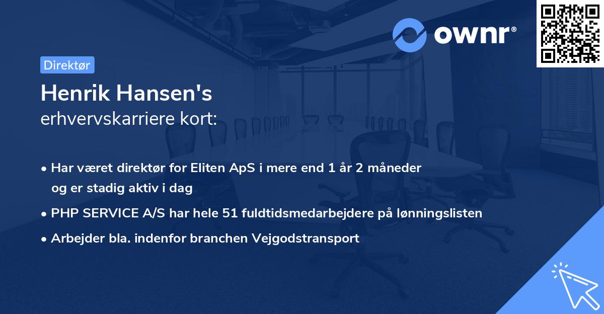 Henrik Hansen's erhvervskarriere kort