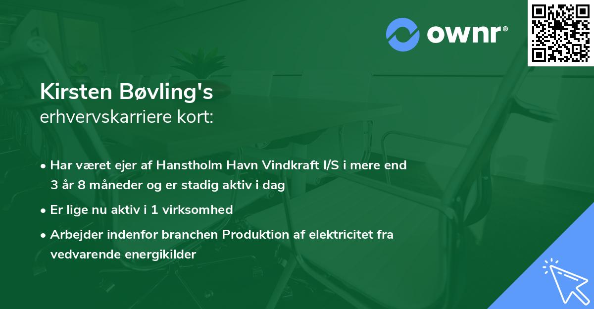 Kirsten Bøvling's erhvervskarriere kort