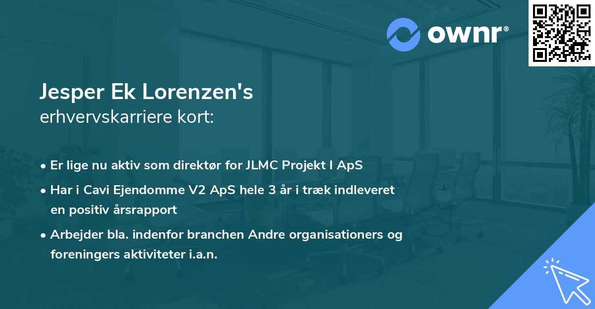 Jesper Ek Lorenzen's erhvervskarriere kort