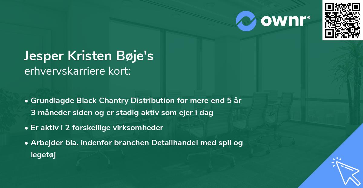 Jesper Kristen Bøje's erhvervskarriere kort