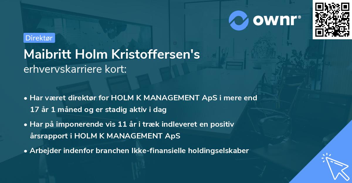 Maibritt Holm Kristoffersen's erhvervskarriere kort
