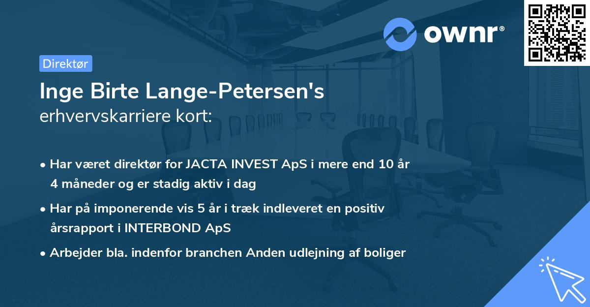Inge Birte Lange-Petersen's erhvervskarriere kort