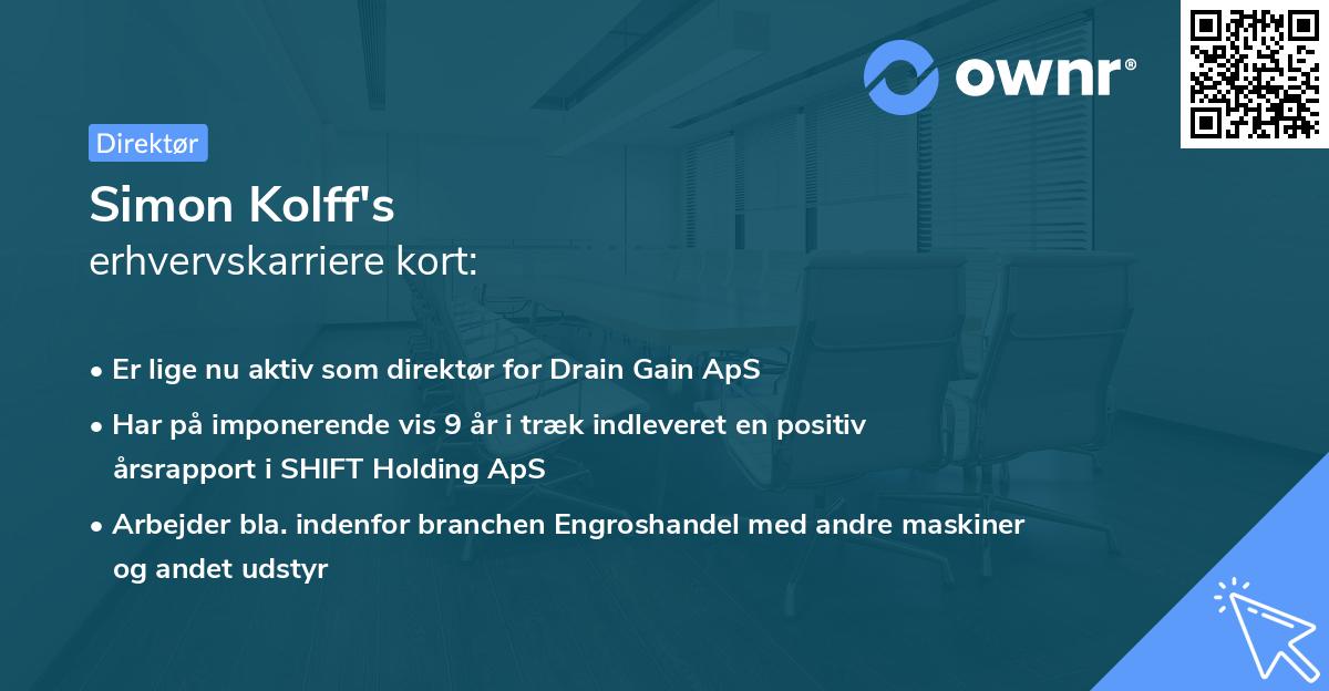 Simon Kolff's erhvervskarriere kort