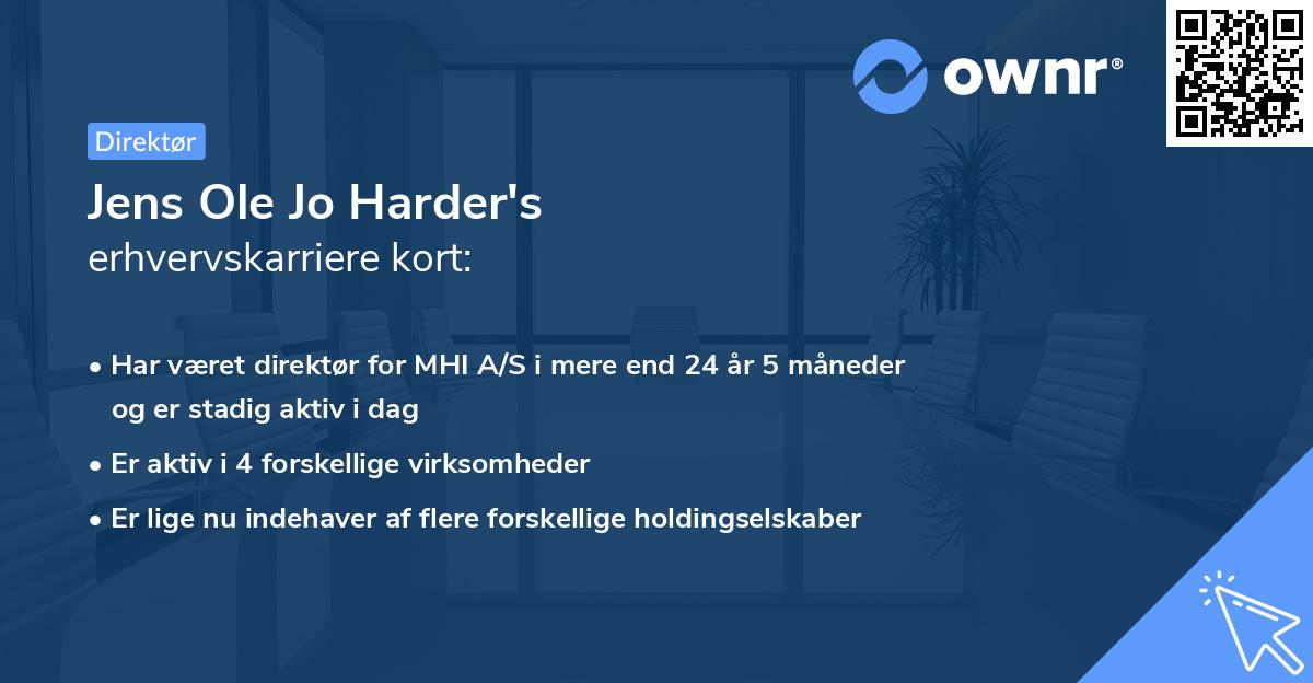 Jens Ole Jo Harder's erhvervskarriere kort