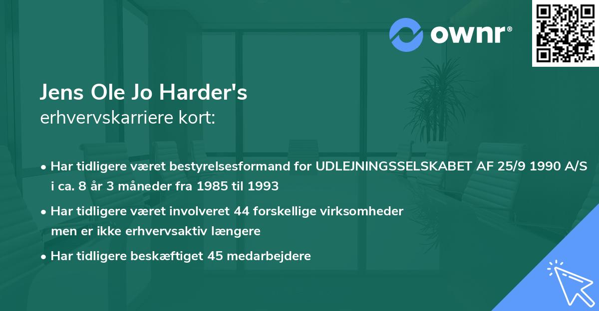 Jens Ole Jo Harder's erhvervskarriere kort