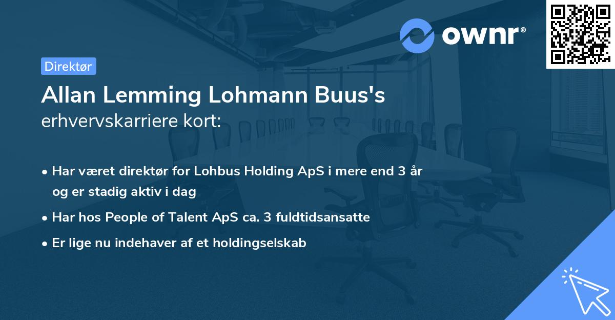 Allan Lemming Lohmann Buus's erhvervskarriere kort