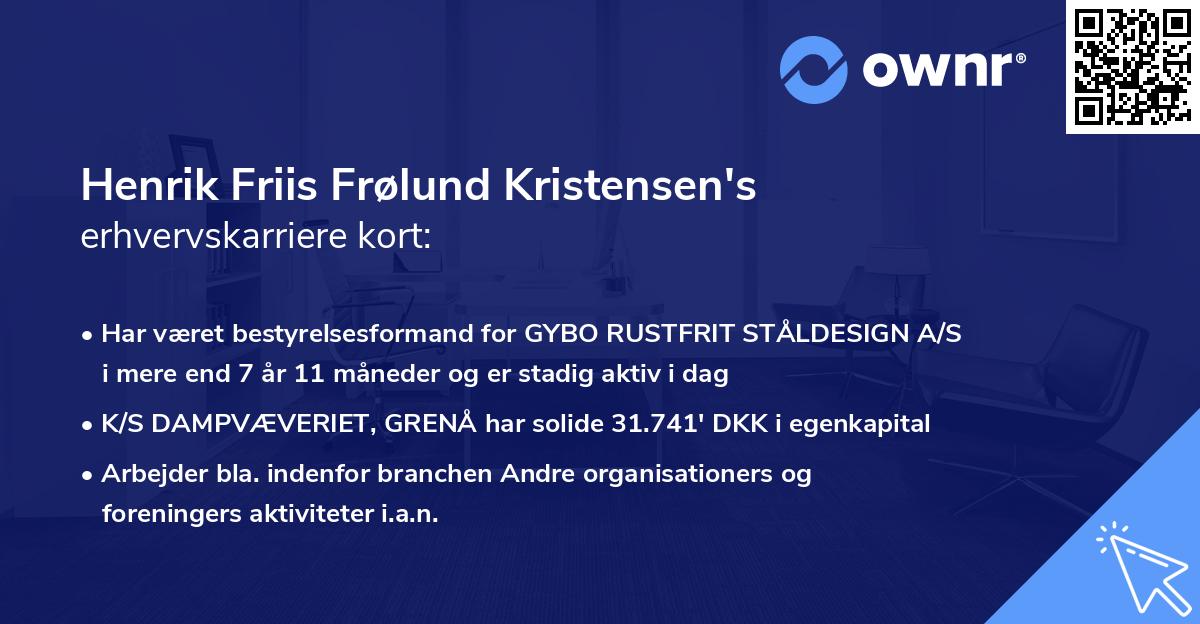 Henrik Friis Frølund Kristensen's erhvervskarriere kort