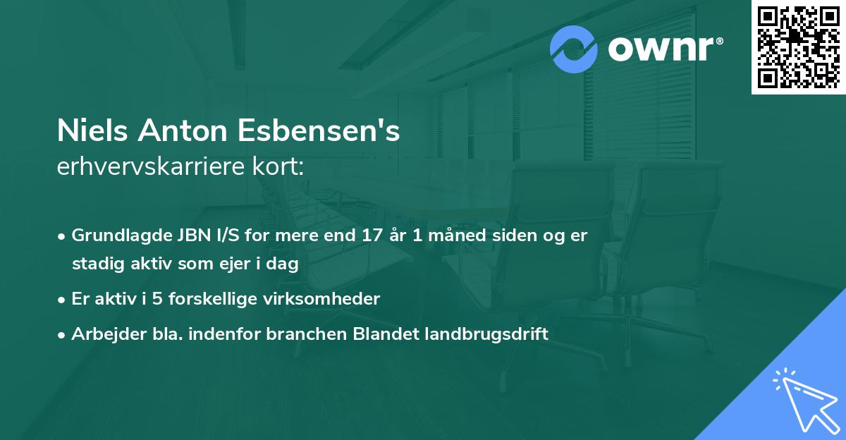 Niels Anton Esbensen's erhvervskarriere kort