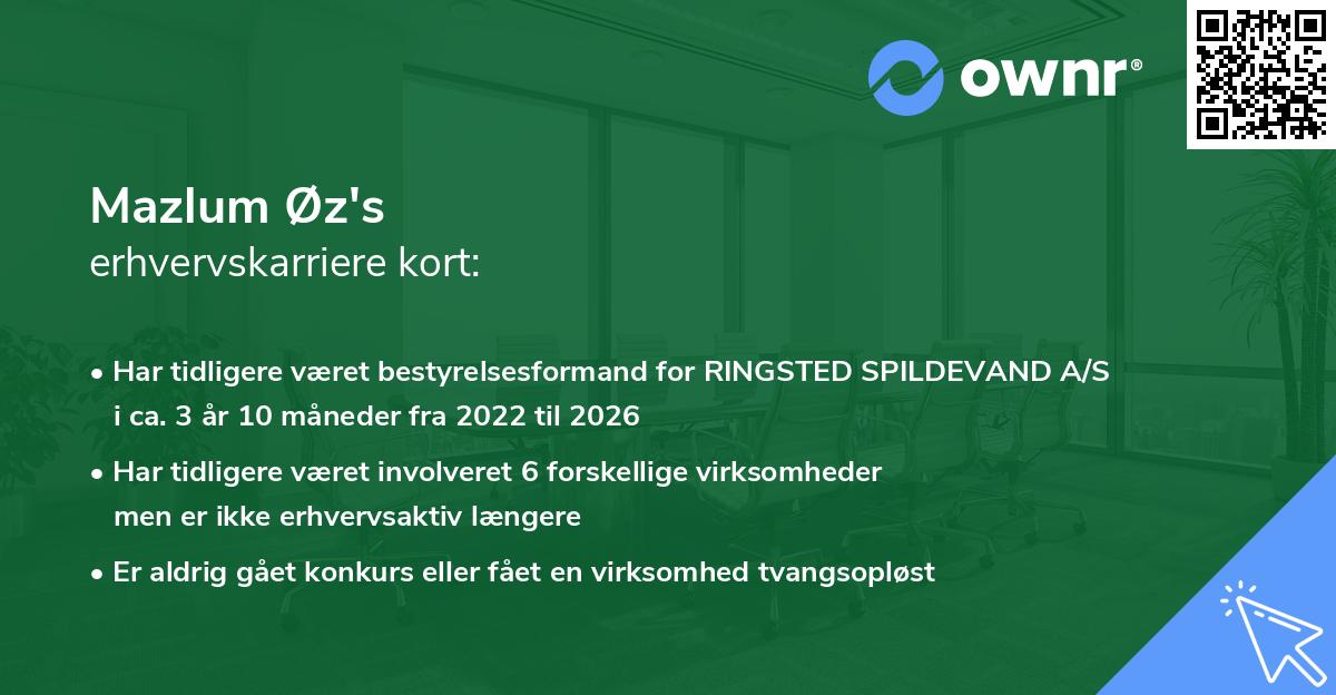 Mazlum Øz's erhvervskarriere kort