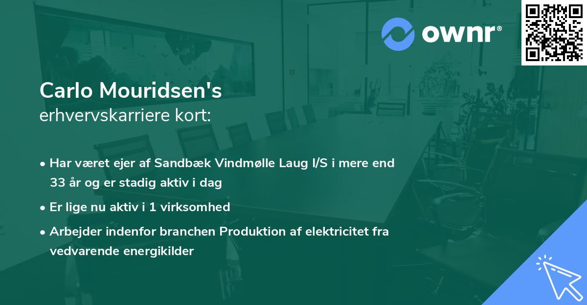 Carlo Mouridsen's erhvervskarriere kort