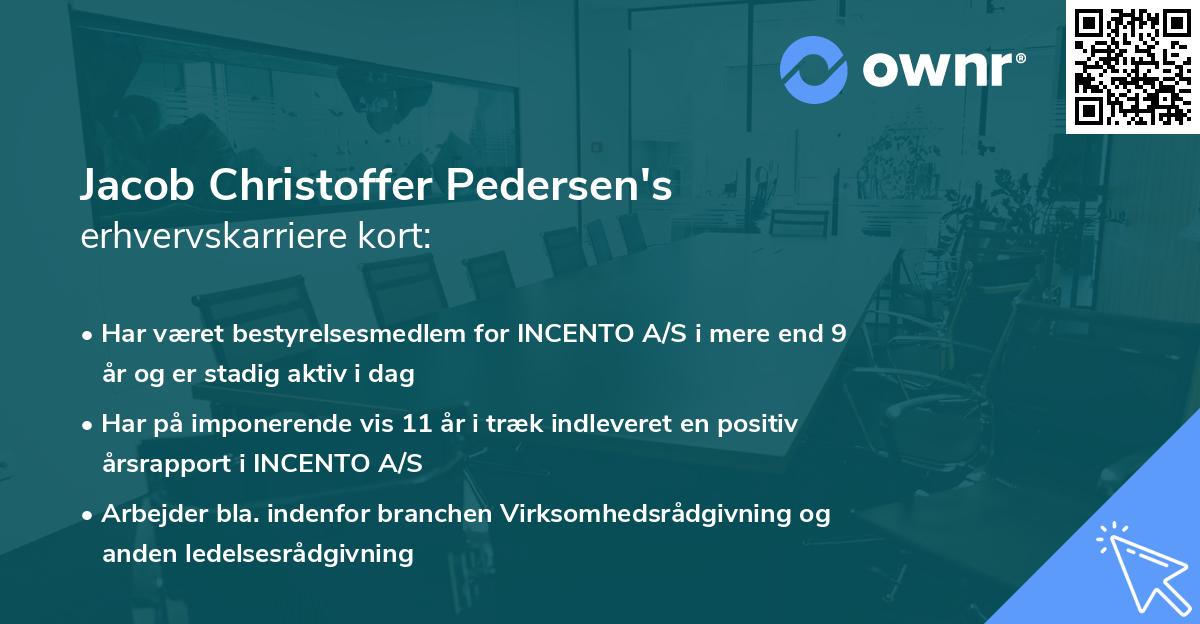 Jacob Christoffer Pedersen's erhvervskarriere kort