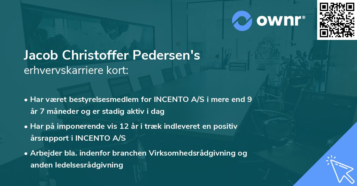 Jacob Christoffer Pedersen's erhvervskarriere kort