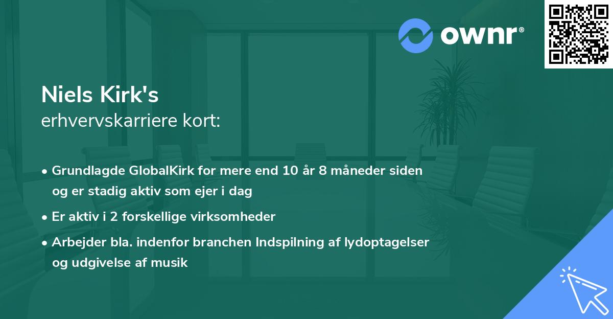 Niels Kirk's erhvervskarriere kort