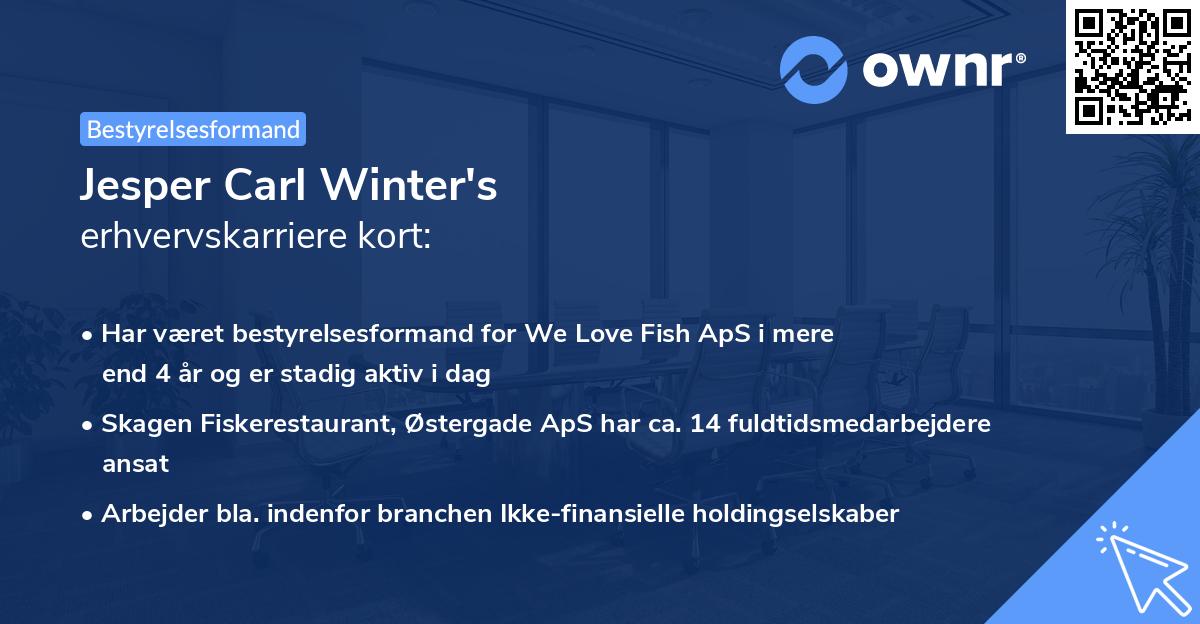 Jesper Carl Winter's erhvervskarriere kort