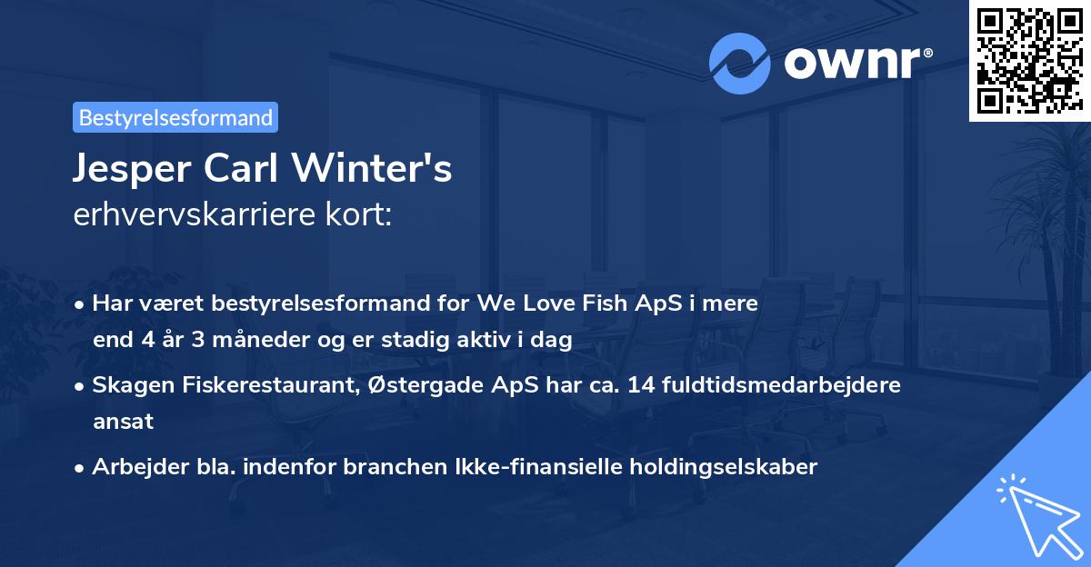 Jesper Carl Winter's erhvervskarriere kort