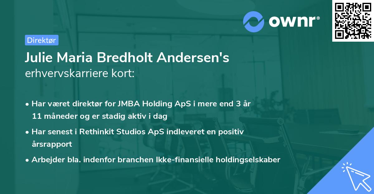 Julie Maria Bredholt Andersen's erhvervskarriere kort