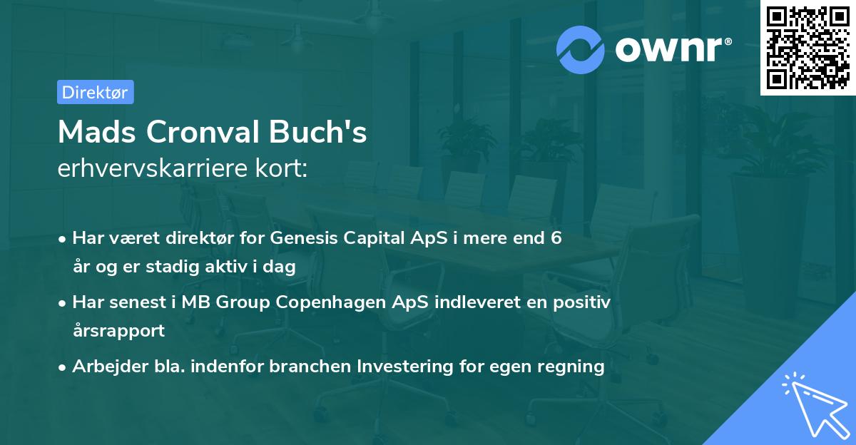 Mads Cronval Buch's erhvervskarriere kort