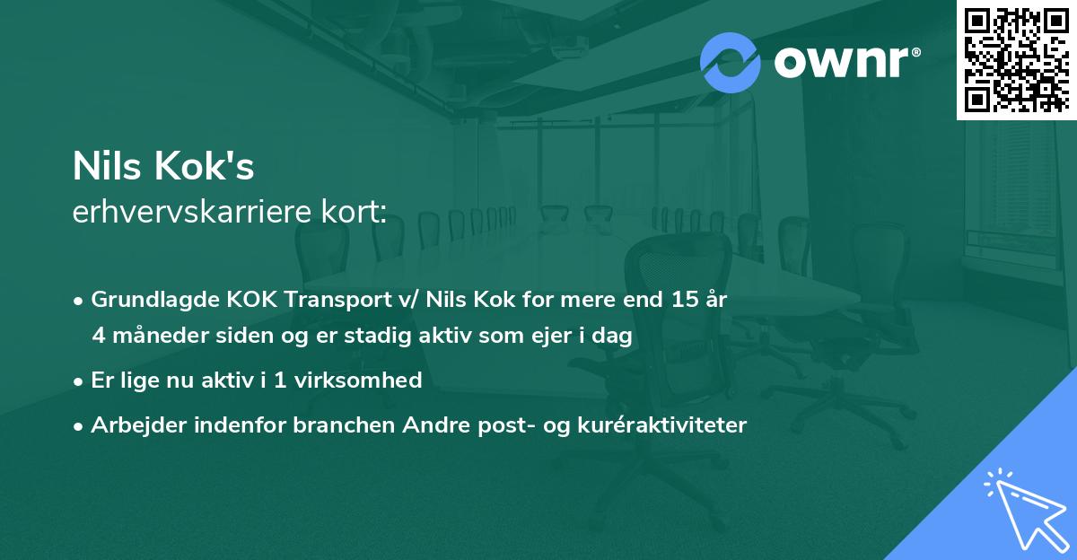 Nils Kok's erhvervskarriere kort