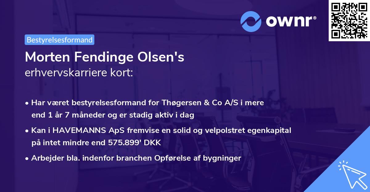 Morten Fendinge Olsen's erhvervskarriere kort