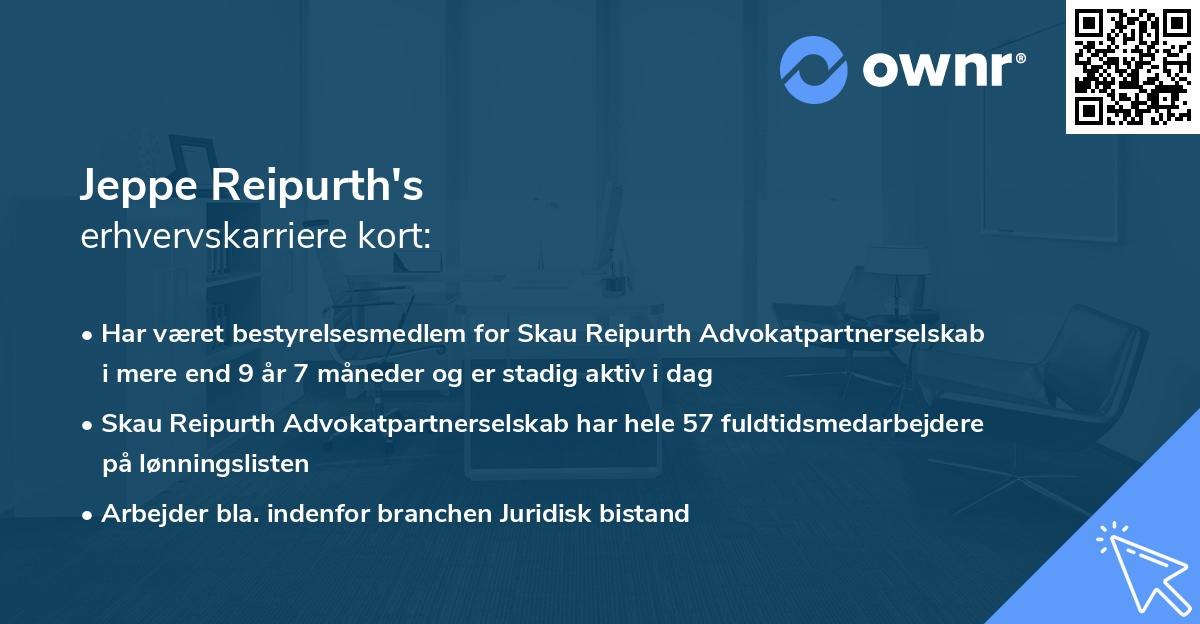 Jeppe Reipurth's erhvervskarriere kort