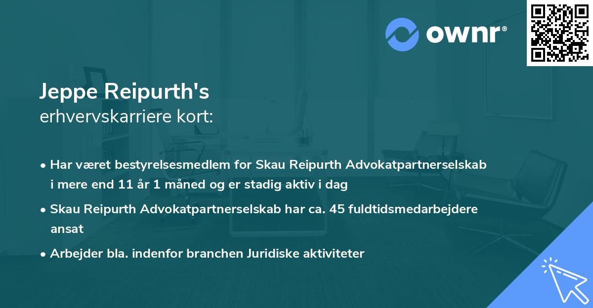 Jeppe Reipurth's erhvervskarriere kort