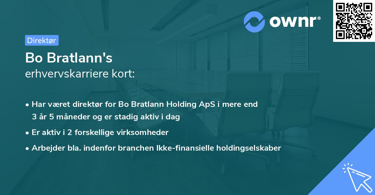 Bo Bratlann's erhvervskarriere kort