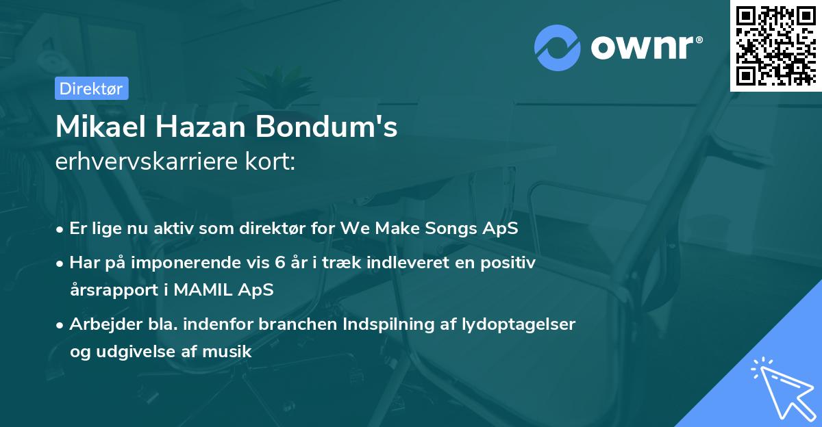 Mikael Hazan Bondum's erhvervskarriere kort