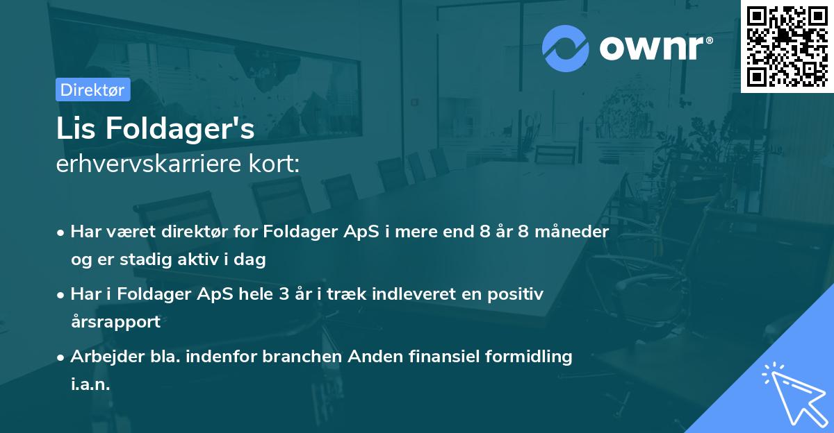Lis Foldager's erhvervskarriere kort
