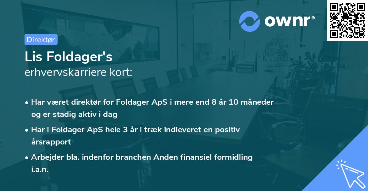 Lis Foldager's erhvervskarriere kort