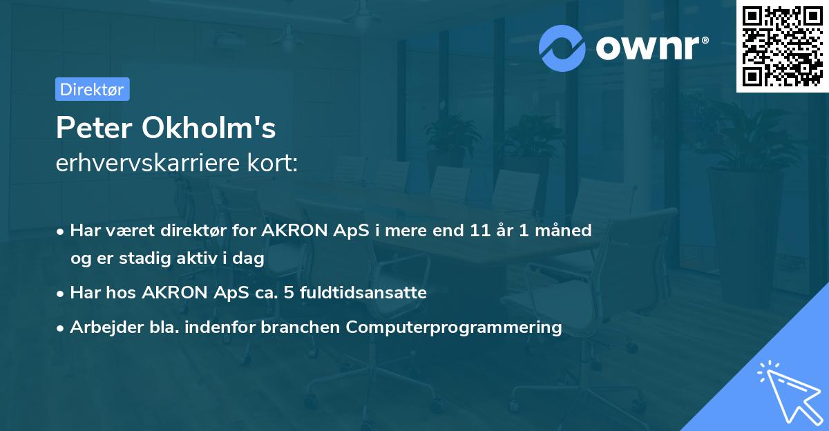 Peter Okholm's erhvervskarriere kort