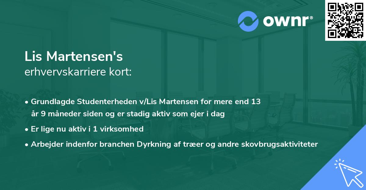 Lis Martensen's erhvervskarriere kort