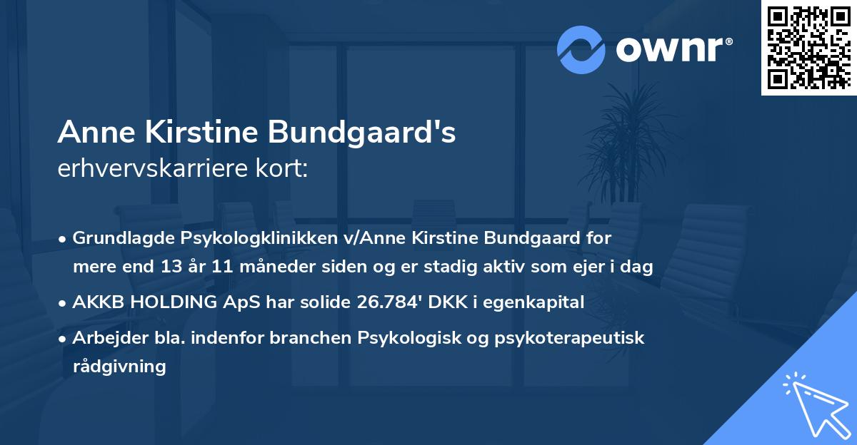Anne Kirstine Bundgaard's erhvervskarriere kort