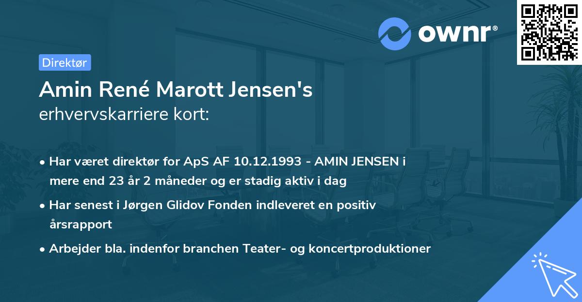 Amin René Marott Jensen's erhvervskarriere kort