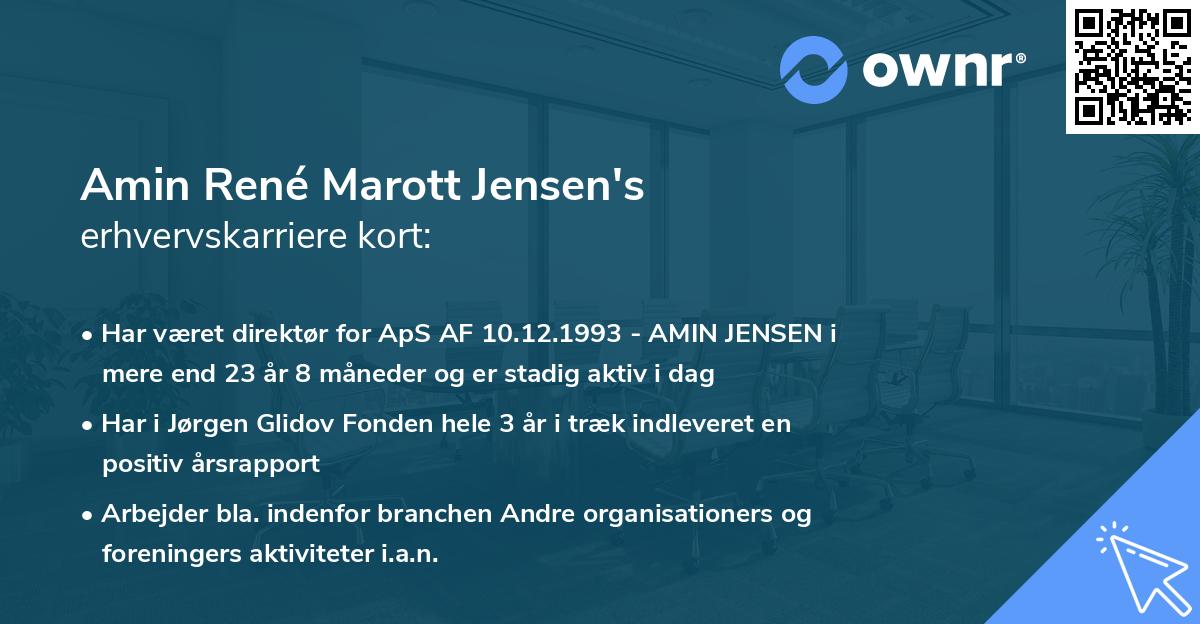Amin René Marott Jensen's erhvervskarriere kort