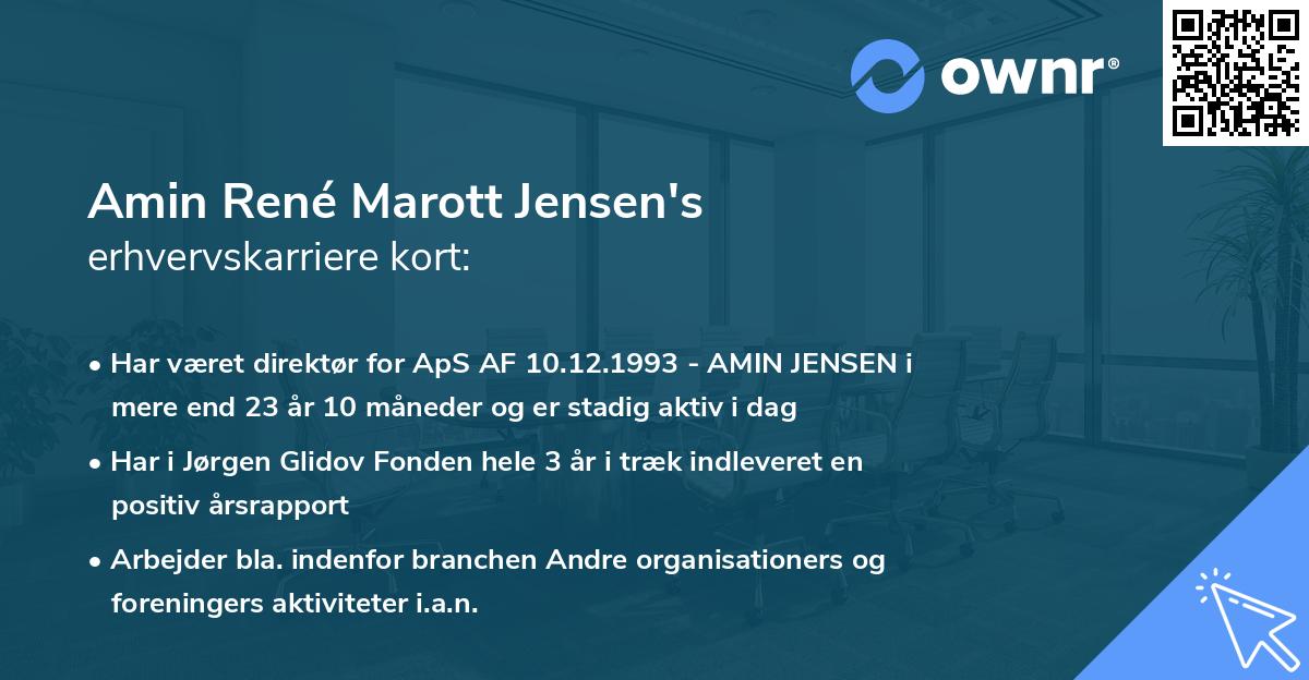 Amin René Marott Jensen's erhvervskarriere kort