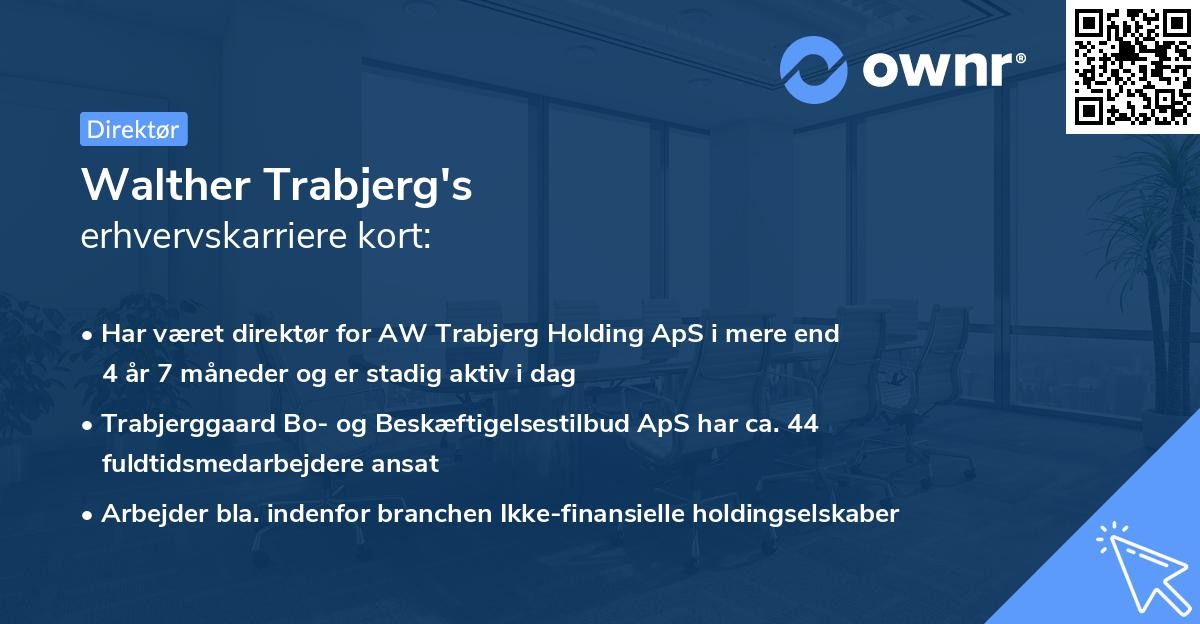 Walther Trabjerg's erhvervskarriere kort