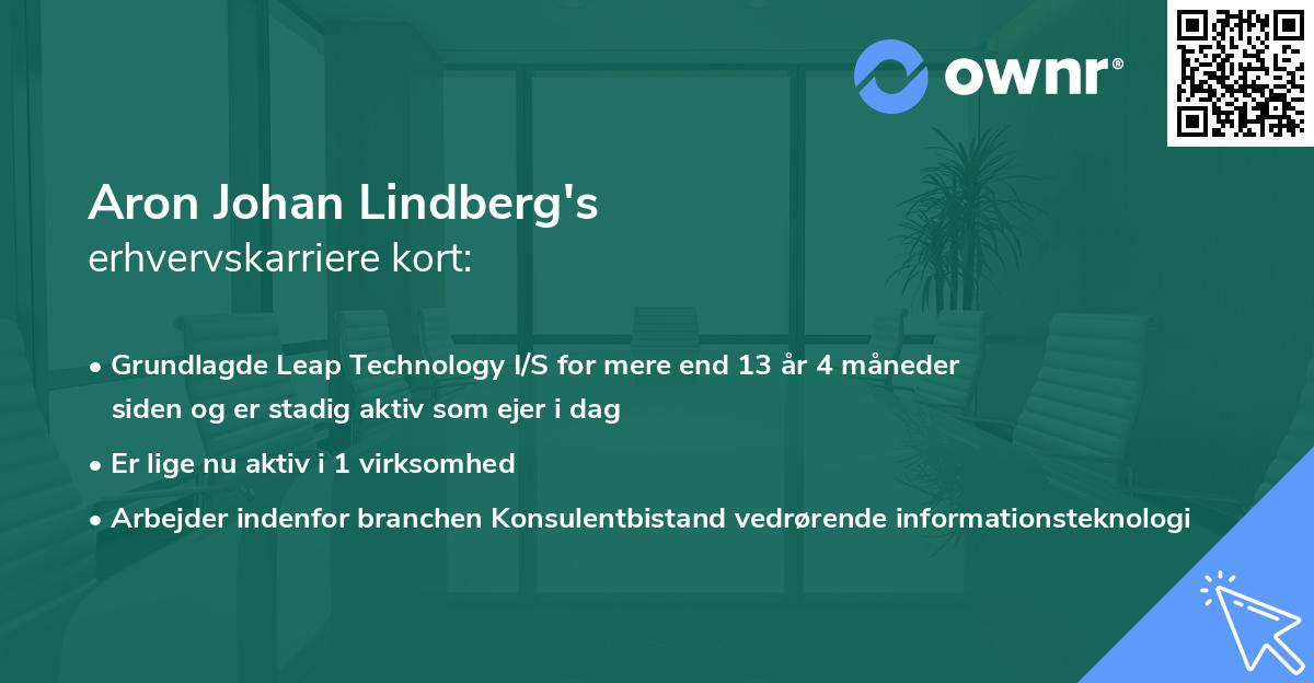 Aron Johan Lindberg's erhvervskarriere kort