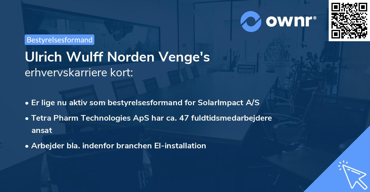 Ulrich Wulff Norden Venge's erhvervskarriere kort
